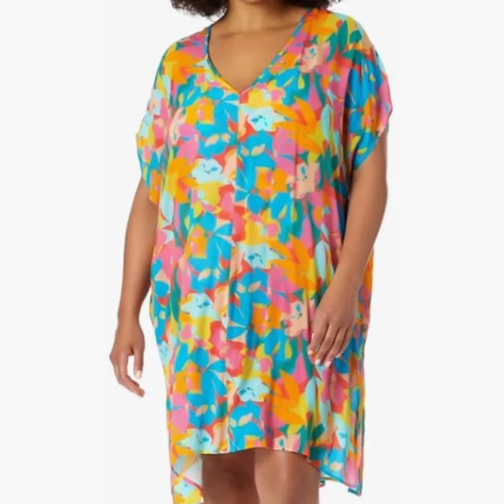 Anne Cole Women's Plus Size Easy Tunic Cover Up Multi Swimsuit Size 22/24  8692